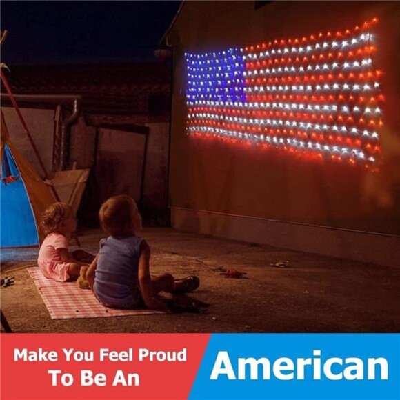 LED American Flag Lights – 420 Super Bright Waterproof Outdoor Display - Picture 7 of 8
